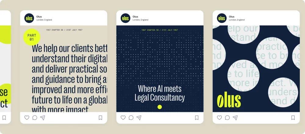 Social media mock ups for &above's client, Olus